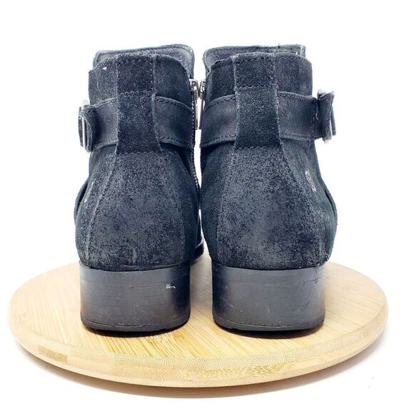 Born Ankle Boots Womens 9 Trinculo Black Suede Comfort Buckle Strap Moto Bootie - Picture 7 of 12